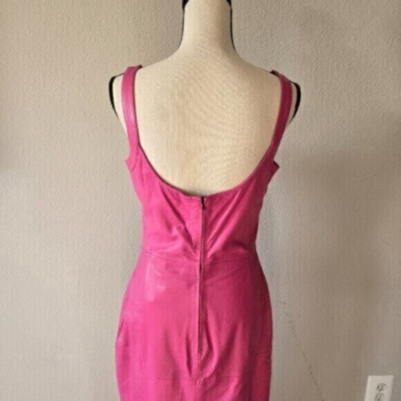 NWT Bod & Christensen Dina Pink Leather Midi Dress - Picture 9 of 11